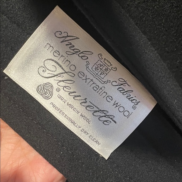 Fleurette Angelo Fabrics Union Made Black Merino Wool Belted Pea Coat - Picture 3 of 17